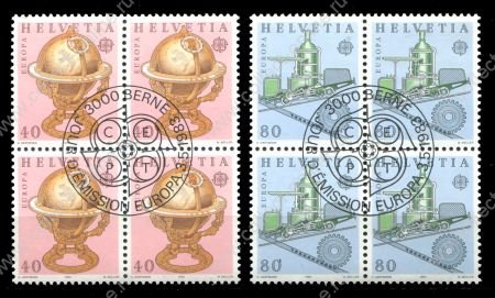 Швейцария 1983 г. Sc# 737-8 • 40 и 80 c. • выпуск "Европа" • Used(ФГ)/** XF • полн. серия • кв. блоки ( кат. - $6 )