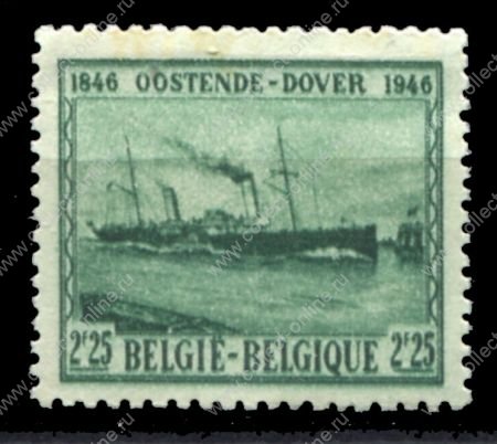 Бельгия 1946 г. SC# 369 • 2.25 fr. • 100-летие пароходного сообщения между Остэнде и Дувром • пароход "Мария Генриетта" • MNG F-VF
