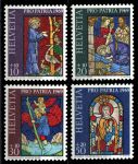 Швейцария 1969 г. Sc# B382-5 • Старинные витражи(религиозные сюжеты) • благотворительный выпуск • MNH OG VF • полн. серия