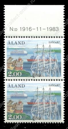 Аландские о-ва 1984 г. • SC# 23 • 2м. • Парусник "Поммерн" • MNH OG XF+ • пара ( кат.- $6 ) 