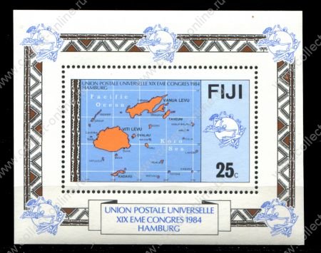 Фиджи 1984 г. • SC# 513 • 25 c. • Конгресс Всемирного Почтового Союза • MNH OG XF+ • блок