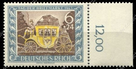 Германия 3-й рейх 1943 г. • Mi# 828 (SC# B215 ) • 6 + 24 pf. • День почтовой марки • благотворительный выпуск • MNH OG Люкс