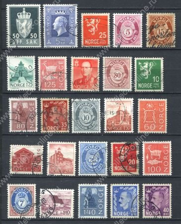 Норвегия • XX век • набор 25 разных старых марок • Used F-VF