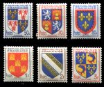 Франция 1953 г. • Iv# 951-954,958-959 • 50 c. - 3 fr. • Гербы французских регионов • полн. серия • MNH OG VF