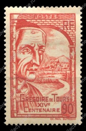 Франция 1939 г. • Iv# 442 • 90 c. • Святой Григорий Турский • 1400 лет со дня рождения • MNH OG VF