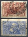 Франция 1936 г. • Sc# 313-4 • 40 c. и 1.50 fr. • Жан Жорес(социалист) • Used F • полн. серия ( кат. - $4 )