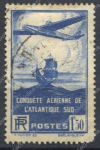 Франция 1936 г. Sc# C16 • 1.50 fr. • 100-й почтовый авиаперелет через Атлантику • авиапочта • Used F-VF ( кат. - $4 )
