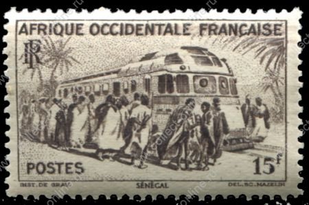 Французская Западная Африка 1947 г. • Iv# 40 • 15 fr. • осн. выпуск • дизель-поезд • MH OG VF