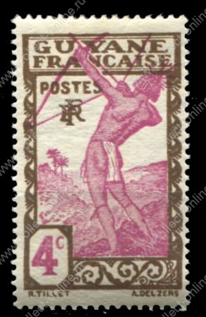 Французская Гвиана 1929-38 гг. • Iv# 111 • 4 c. • осн. выпуск • лучник • MLH OG XF