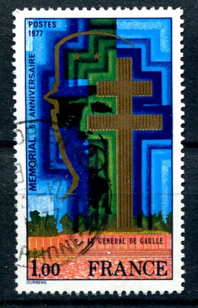 ФРАНЦИЯ 1977г. SC# 1550 / 1fr. / МЕМОРИАЛ ДЕ ГОЛЛЯ / USED VF