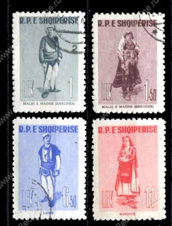 Албания 1961 г. • Mi# 623-6(Sc# 585-8) • 1 - 11 L. • Народные костюмы • полн. серия • Used(ФГ)/** VF ( кат.- €8 )