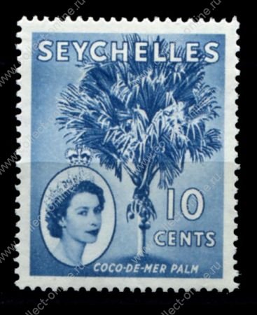 Сейшелы 1954-1961 гг. • Gb# 176a • 10 c. • Елизавета II • основной выпуск • кокосовая пальма • MNH OG VF