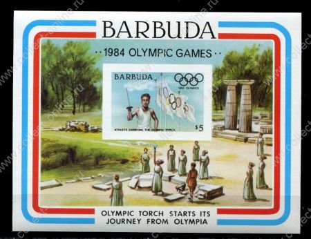 Барбуда 1984 г. • SC# 635 • $5 • Олимпиада-84, Лос-Анджелес • блок (б.з.) • MNH OG XF ( кат. - $6.50 )