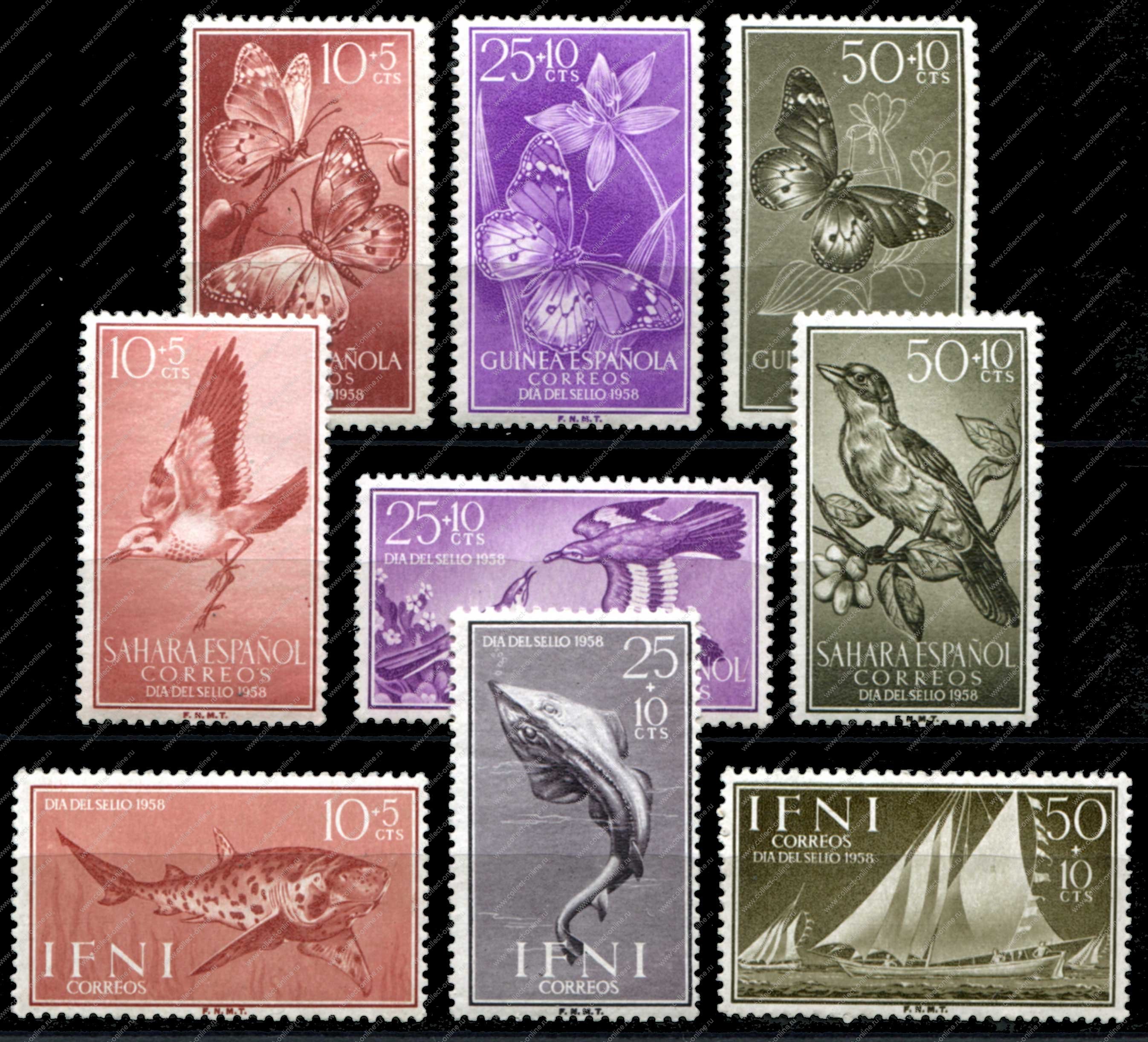 Почтовые марки испанские колонии фауна