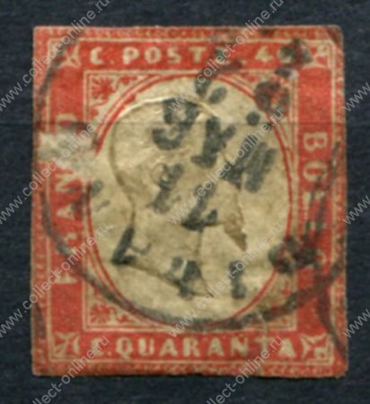 Сардиния 1855-1863 гг. • SC# 13 • 40 с. • Виктор Эммануил II • Used ( кат. - $40 )