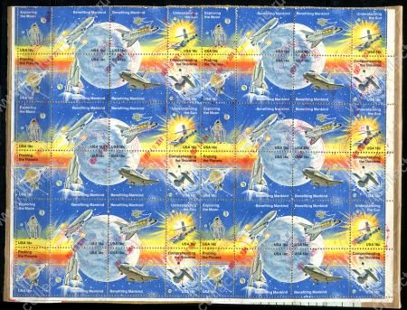 США 1981 г. • SC# 1912-19(1919a) • Космические достижения США • лист(6 блоков) • Used VF ( кат. - $18 )