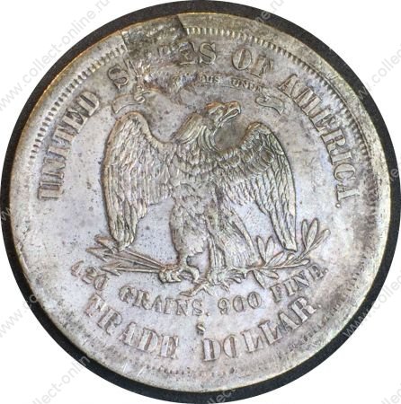 США 1876 г. S • KM# 108 • торговый доллар • "Сидящая свобода" • AU • копия! 