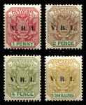 Трансвааль 1900 г. • Gb# 227..33 • 1 d. .. 1 sh. • надпечатка "V.R.I." ( 4 марки ) • MNH OG XF ( кат.- £ 11 )