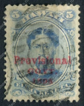 Гаваи 1893 г. • SC# 59 • 5 c. •  надп. местного правительства • король Камехамеха V • Used VF