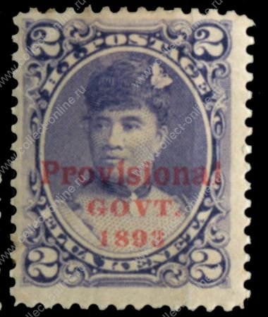 Гаваи 1893 г. • SC# 57 • 2 c. • надп. местного правительства • королева Лилиуокалани • MH OG VF