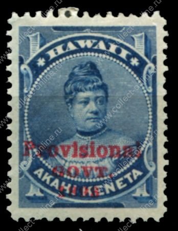 Гаваи 1893 г. • SC# 54 • 1 c. • надп. местного правительства • королева Лилиуокалани • MH OG VF+