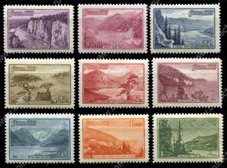 СССР 1959 г. • Сол# 2381-89 • 10 коп. - 1 руб. • Пейзажы страны • полн. серия • MH OG VF