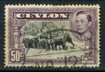 Цейлон 1938-1949 гг. • Gb# 394c • 50 c. • Георг VI • осн. выпуск • дикие слоны • перф. - 14 • Used VF ( кат.- £30 )