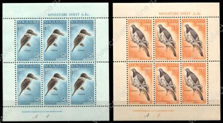 Новая Зеландия 1960 г. • Gb# MS803-4 • Птицы • благотворительный выпуск • мал. листы • полн. серия • MNH OG XF