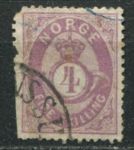 Норвегия 1872-1875 гг. • SC# 19 • 4 s. • цифра в почтовом рожке • стандарт • Used ( кат.- $30 )