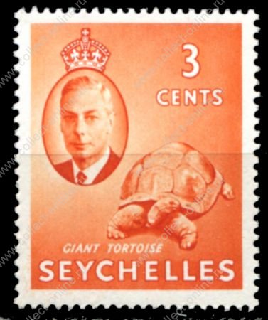 Сейшелы 1952 г. • Gb# 159 • 3 c. • Георг VI • 2-й основной выпуск • черепаха • MNH OG VF