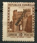 Испанское Марокко 1933-1934 гг. • Sc# 143 • 10 pt. • надп. на марке Испании • Ворота Пуэрта-дель-Соль(Толедо) • концовка серии • MH OG VF