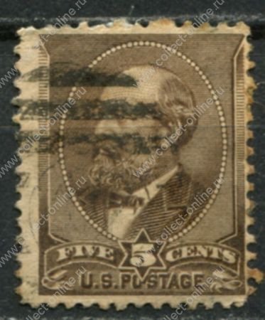 США 1882 г. • SC# 205 • 5 c. • Президент Джеймс Абрахам Гарфилд • Used VF- ( кат. - $12 )