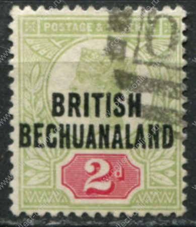 Бечуаналенд 1891-1904 гг. • Gb# 34 • 2 d. • Королева Виктория • надпечатка на марке Великобритании • стандарт • Used VF ( кат.- £ 5 )