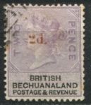 Бечуаналенд 1888 г. • Gb# 23 • 2 на 2 d. • Королева Виктория • надпечатка нов. номинала • стандарт • Used VF ( кат.- £5 )
