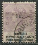Бечуаналенд 1888 г. • Gb# 22 • 1 на 1 d. • Королева Виктория • надпечатка нов. номинала • стандарт • Used VF ( кат.- £ 8 )