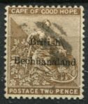 Бечуаналенд 1885-1887 гг. • Gb# 6 • 2 d. • надп. на м. Мыса Доброй Надежды (в.з. "якорь") • стандарт • Used VF ( кат.- £ 9 )