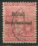 Бечуаналенд 1885-1887 гг. • Gb# 5 • 1 d. • надп. на м. Мыса Доброй Надежды (в.з. "якорь") • стандарт • Used VF ( кат.- £ 9 )
