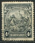 Барбадос 1938-1947 гг. • Gb# 253d • 4 d. • "Правь Британия" • перф. 14 • стандарт • Used VF ( кат. - £7 )
