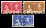 Барбадос 1937 г. • Gb# 245-7 • 1 - 2½ d. • Коронация Георга VI • полн. серия • MH OG VF