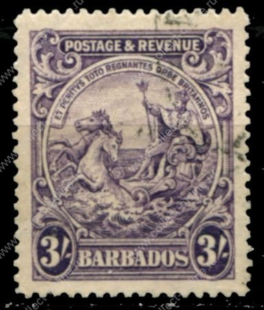 Барбадос 1925-1935 гг. • Gb# 239 • Георг V основной выпуск • 3 sh. • "Правь Британия" • Used VF ( кат. - £20 )