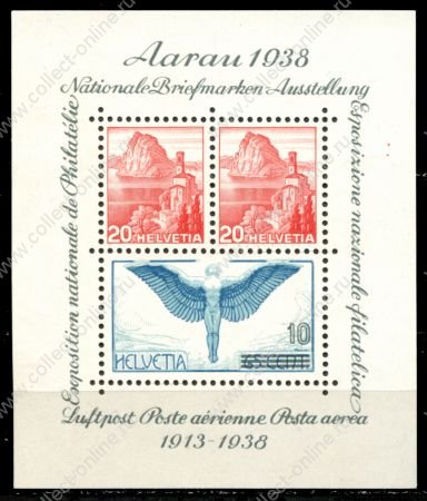 Швейцария 1938 г. • Mi# Block 4 • 10+20(2) c. • Национальная филателистическая выставка • блок • MLH OG VF ( кат. - €75- )