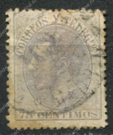 Испания 1882 г. • Mi# 188 • 75 c. • Альфонсо XII • стандарт • Used F-VF ( кат. - €5 )