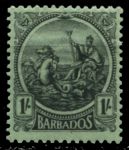 Барбадос 1921-1924 гг. • Gb# 215 • 1 sh. • маленький размер • "Правь Британия" • стандарт • MLH OG XF ( кат.- £ 6 )