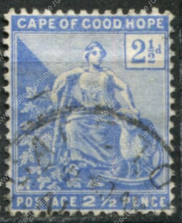 Мыс Доброй Надежды 1893-1898 г. • Gb# 63 • 2 ½ d. • сидящая "Надежда" овцой • стандарт • Used F-VF
