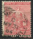 Мыс Доброй Надежды 1882-1883 гг. • Gb# 41 • 1 d. • сидящая "Надежда" • стандарт • Used VF ( кат.- £ 3 )