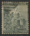 Мыс Доброй Надежды 1882-1883 гг. • Gb# 40 • ½ d. • сидящая "Надежда" • стандарт • Used VF ( кат.- £ 3 )