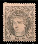 Испания 1870 г. • SC# 161 • 2 m. • "Испания" в короне • стандарт • MH OG VF- ( кат. - $8 )