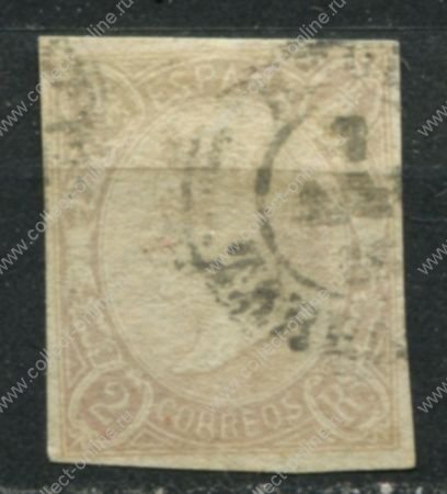 Испания 1865 г. • SC# 72 • 2 R. • Изабелла II • стандарт • Used VF ( кат. - $35 )