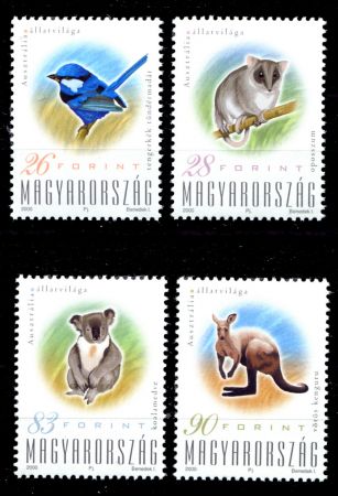 ВЕНГРИЯ 2000г. SC# 3693-6 / ФАУНА АВСТРАЛИИ / MNH OG VF/ ФАУНА