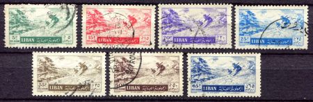 Ливан 1955 г. • SC# C200-6 • 5 - 65 p. • горнолыжники • авиапочта • полн. серия • Used F-VF